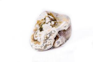 Macro mineral stone Jasper oceanic on a white background photo