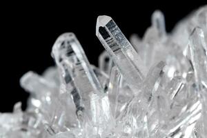 Macro Mineral Stone Rhinestone in Crystals on a Black Background photo