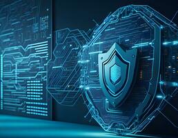 Internet security protection from hacker attacking Cyber attack ai generate photo