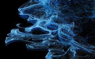 Flowing particles, wave pattern background, 3d rendering. photo