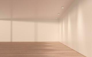 vacío habitación con de madera piso, 3d representación. foto