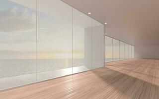 Empty room with wooden floor, 3d rendering. photo