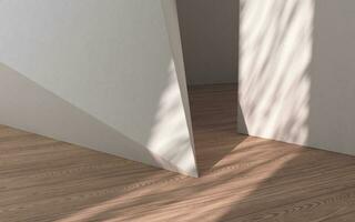 Empty room with wooden floor, 3d rendering. photo