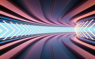 Neon lights and tunnels, 3d rendering. photo