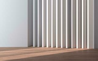 Empty room with wooden floor, 3d rendering. photo