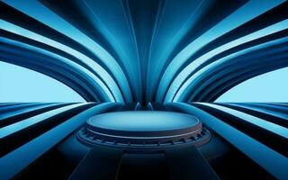 Neon lights and tunnels, 3d rendering. photo