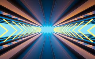 Neon lights and tunnels, 3d rendering. photo