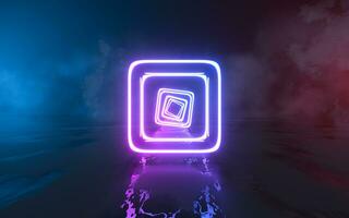 Abstract neon lines with dark background, 3d rendering. photo