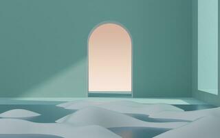 Floor and water in a empty room, 3d rendering. photo