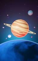 Cartoon style planet in the outer space, 3d rendering. photo