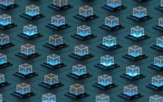 Creative electronics crystals cubes, 3d rendering. photo