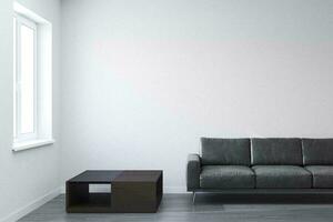 Living Room 3d Render with Frames wall Mockup photo