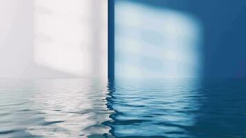 Empty room with water surface, 3d rendering. video