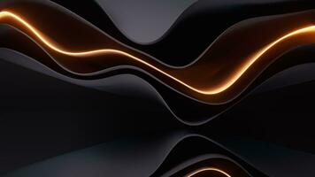 Dark curve geometry and glowing lines, 3d rendering. video