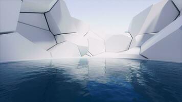 Water surface with creative geometry background, 3d rendering. video