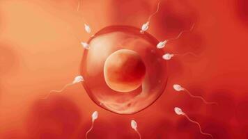 The union of sperm and an egg cell, 3d rendering. video