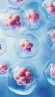 transparente célula con biotecnología y cosmético concepto, 3d representación. video