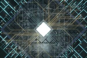 Circuit board, electronics cyberspace background, 3d rendering. photo