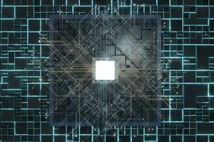 Circuit board, electronics cyberspace background, 3d rendering. photo