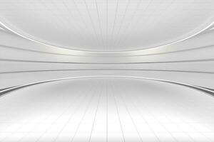 blanco redondo habitación, futurista estructura, 3d representación. foto