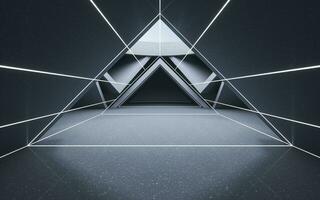 Triangular tunnel, abstract conception, 3d rendering. photo