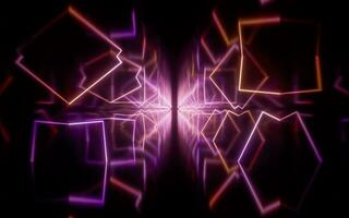 Glowing neon lines tunnel, 3d rendering. photo