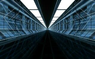 Dark science fiction tunnel, 3d rendering. photo