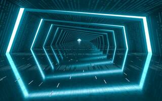 Empty tunnel with technology lines, 3d rendering. photo