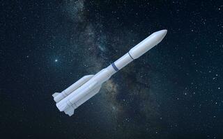 Rocket and nebula, 3d rendering. photo