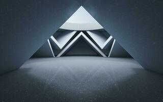 Triangular tunnel, abstract conception, 3d rendering. photo