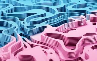 Wave pattern paper cut background, 3d rendering. photo