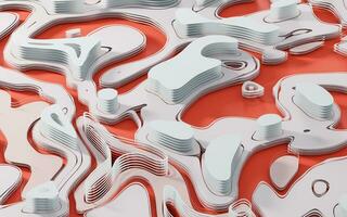 Wave pattern paper cut background, 3d rendering. photo