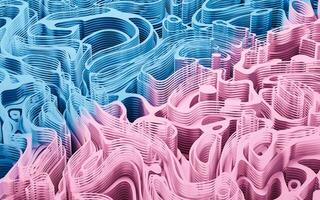 Wave pattern paper cut background, 3d rendering. photo