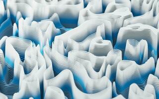 Wave pattern paper cut background, 3d rendering. photo