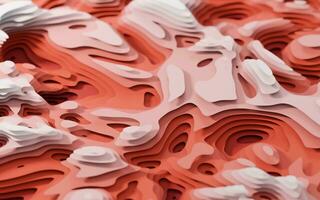 Wave pattern paper cut background, 3d rendering. photo