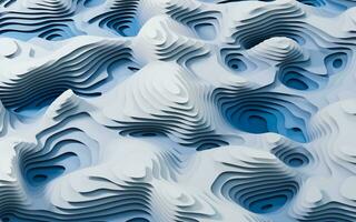 Wave pattern paper cut background, 3d rendering. photo