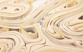 Wave pattern paper cut background, 3d rendering. photo