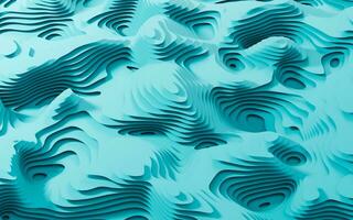 Wave pattern paper cut background, 3d rendering. photo