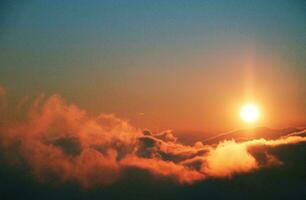 Tropical sea sunset tree sky view background photo