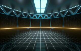 Empty round science fiction room, 3d rendering. photo