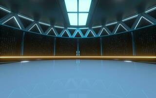 Empty round science fiction room, 3d rendering. photo