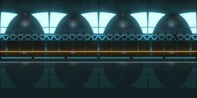 Empty round science fiction room, 360 panorama, 3d rendering. photo