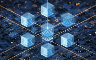 Circuit and materials, science and technology, 3d rendering. photo