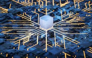 Circuit and materials, science and technology, 3d rendering. photo