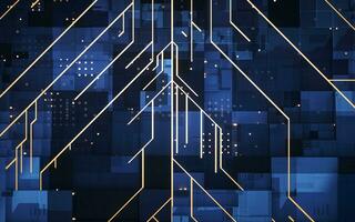 Circuit and materials, science and technology, 3d rendering. photo