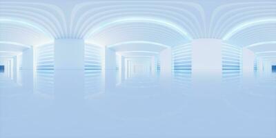 Empty white tunnel, 3d rendering. 360-degree seamless panoramic view. photo