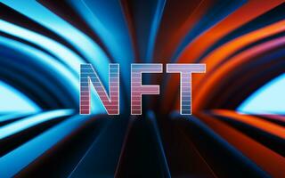 NFT nonfungible tokens concept and circuit, 3d rendering. photo