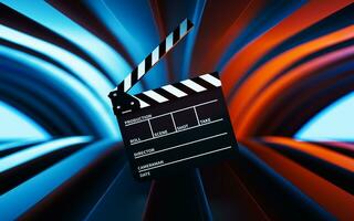 Clapper board in a room, 3d rendering. photo