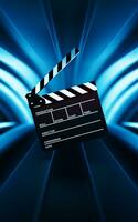Clapper board in a room, 3d rendering. photo