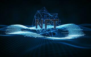 NFT nonfungible tokens concept with digital lines, 3d rendering. photo